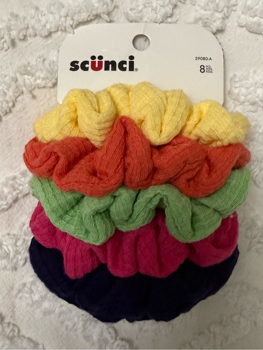 VIntage 1990’s Elastic Scrunchie Pack - Yellow, Orange, Green, Pink, Navy